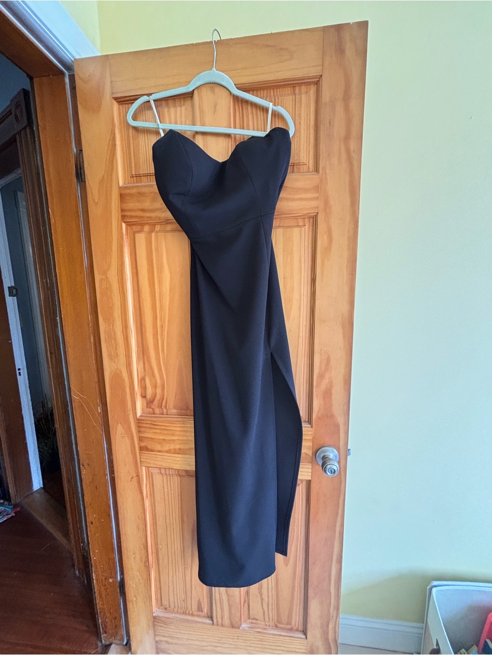 Jenny Yoo Black Strapless Sweetheart Midi Dress